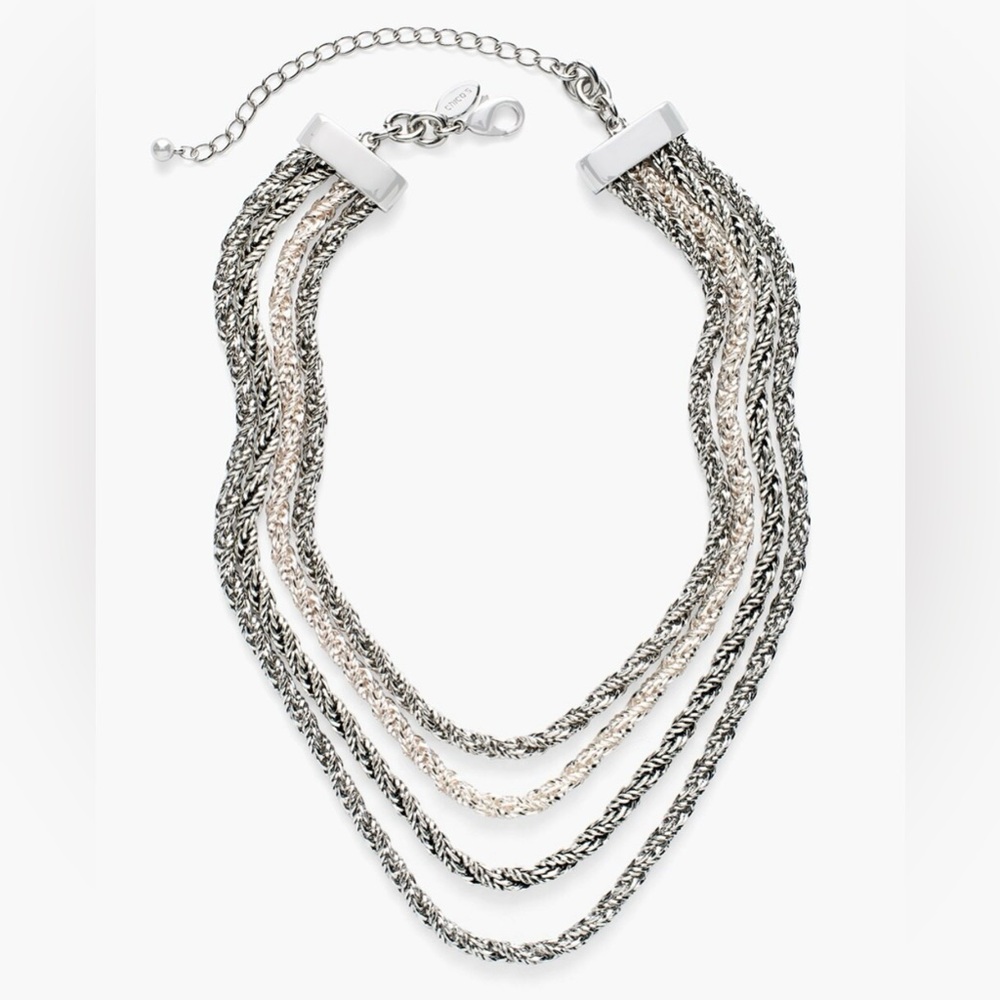 NWT - Chico’s Jami Statement Necklace silver tones